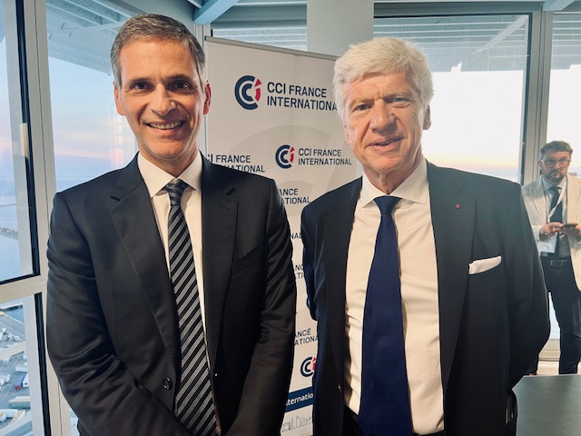 Rodolphe Saadé, Pdg de CMA CGM et Arnaud Vaissié, président de CCI France International. ©N.B.C