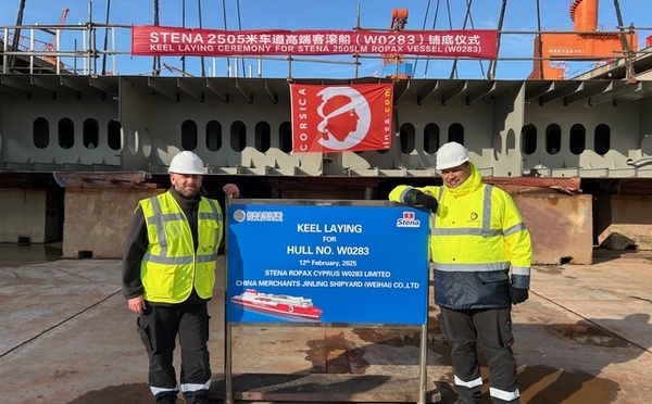 La contruction du Capu Rossu vient de commencer dans un chantier naval chinois. © Corsica linea